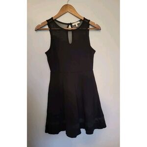 MONTEAU Little Black Dress Sleeveless Mesh Pleated Fit and Flare Size Small - C